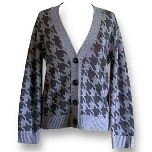 SWTR Womens Cardigan XS Gray Herringbone Pattern Wool Cashmere Blend Sweater